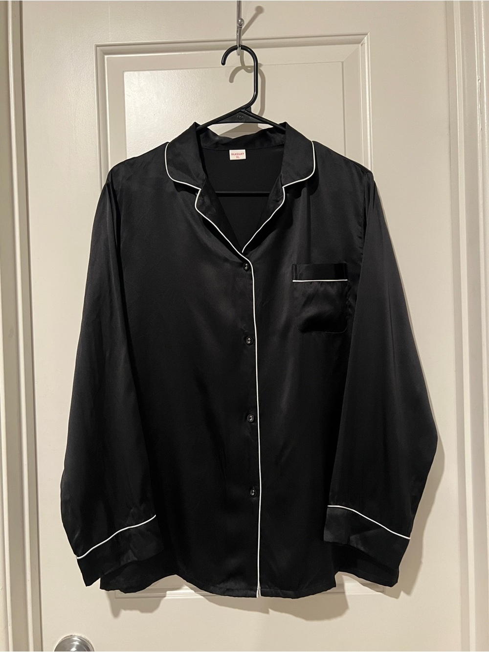 Silksilky 100% Pure mulberry silk Pajama Long sleeves button up top Sz XL
